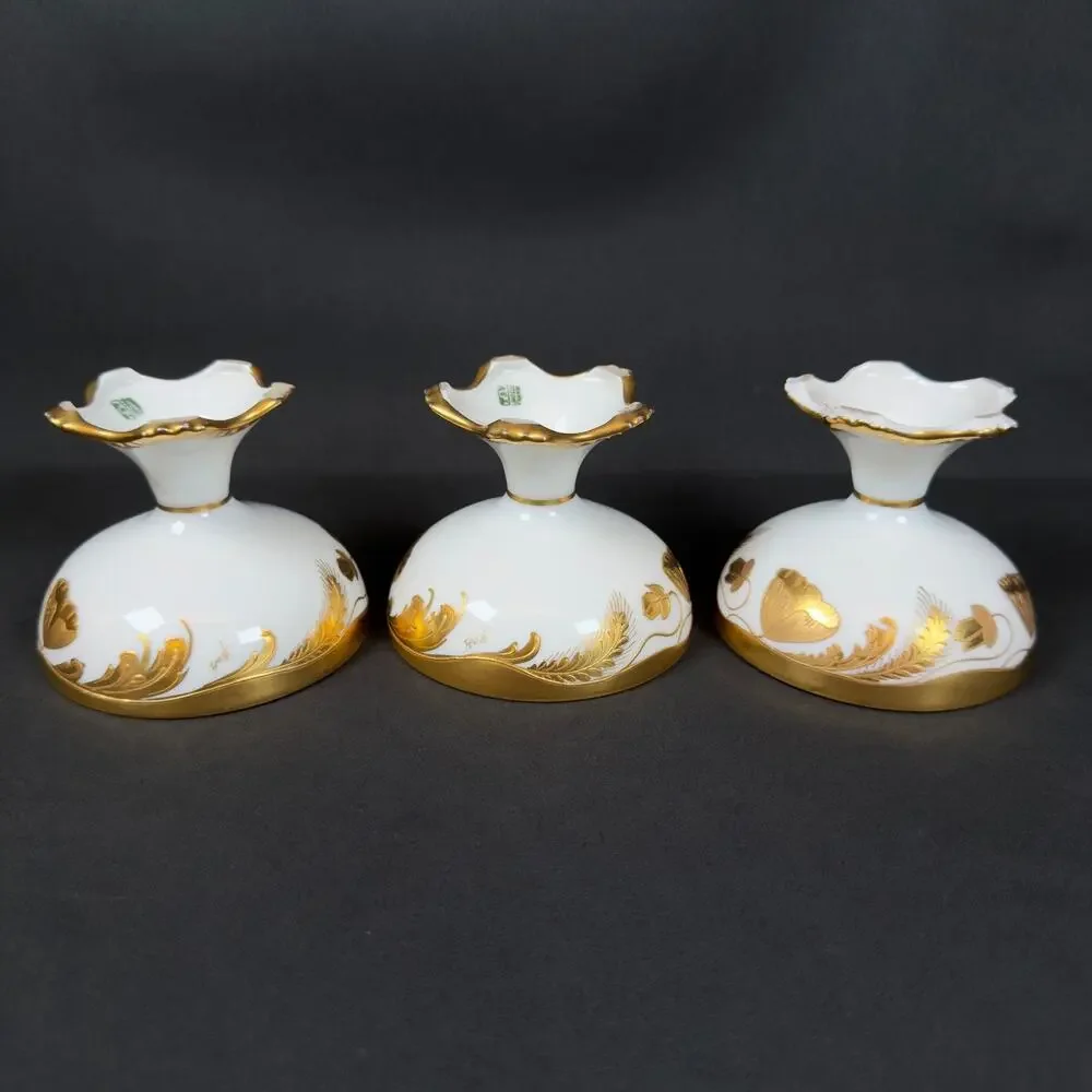 6x T&V Limoges France White Porcelain Compote Footed Bowl SIGNED BOHL gold trim